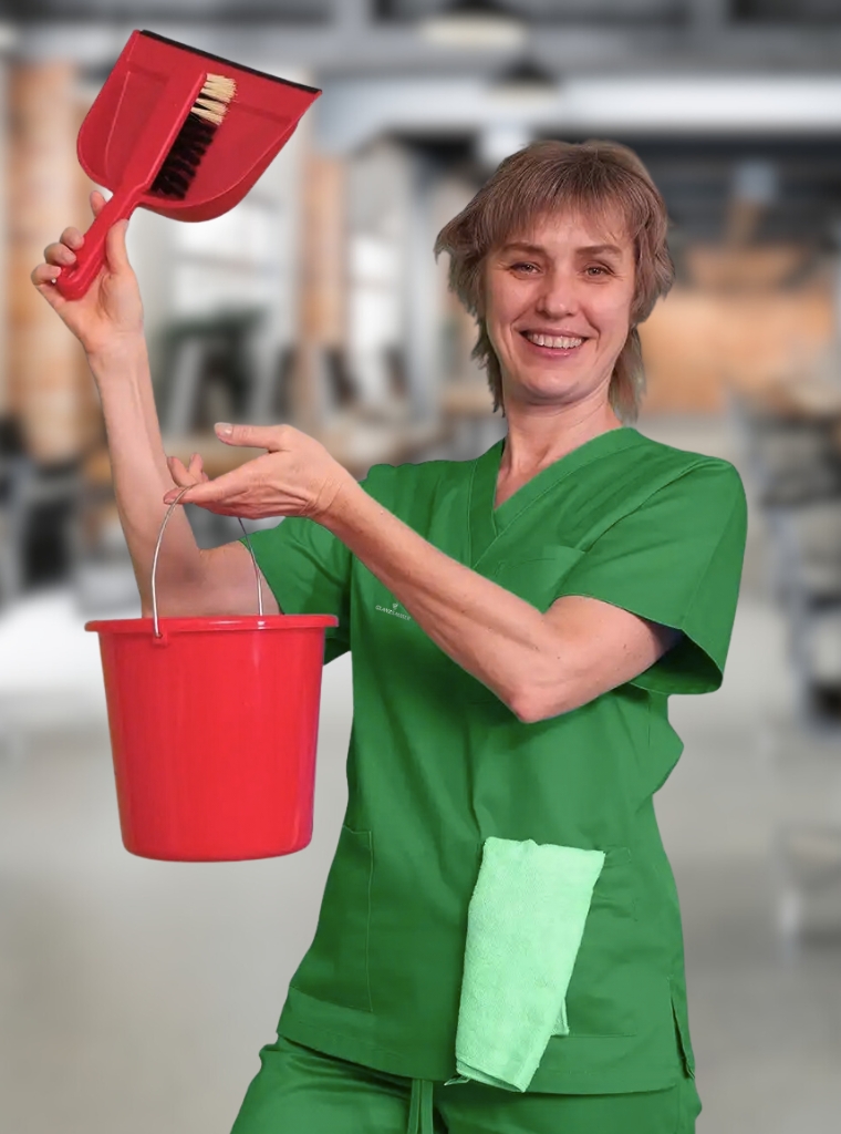 Eine Reinigungskraft der GlanzSauber Gebäudereinigung Bochum