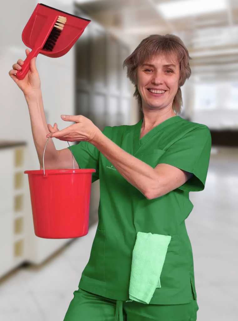 Eine Mitarbeiterin von Glanzsauber Bochum bei einer Unterhaltsreinigung