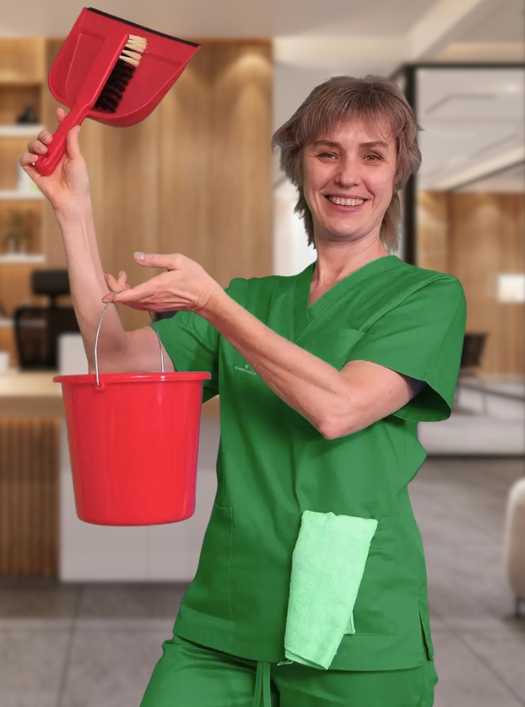 Eine Reinigungskraft der GlanzSauber Kanzleireinigung Bochum