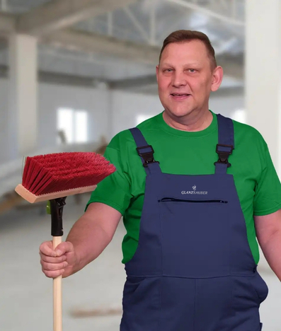 Ein Mitarbeiter der GlanzSauber Baureinigung Bochum